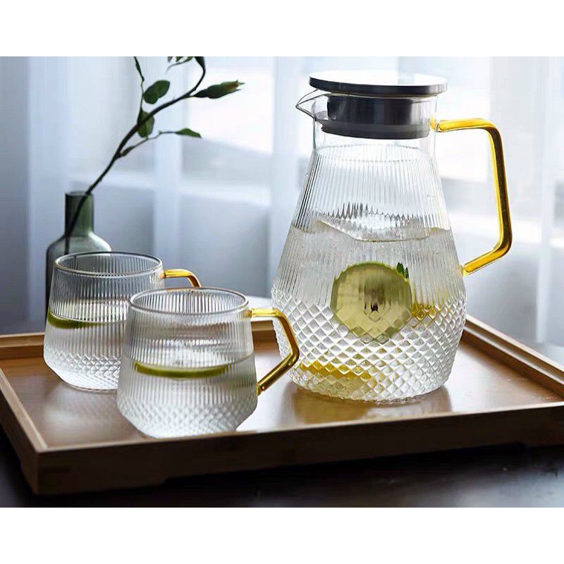 (SALE) Bình Thủy Tinh Chịu Nhiệt 1.6Lít, Ly Thủy Tinh 320ml - Bình đựng nước thủy tinh chịu nhiệt 1600ml