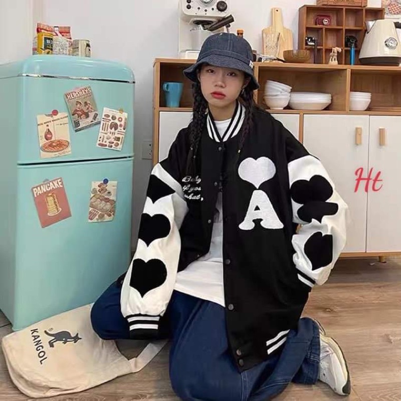 Áo nỉ ngoại phối tay tim chữ A HT12