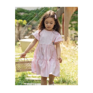 Váy bé gái Jelispoon hồng nhạt xuất hàn chất vải cotton cao cấp