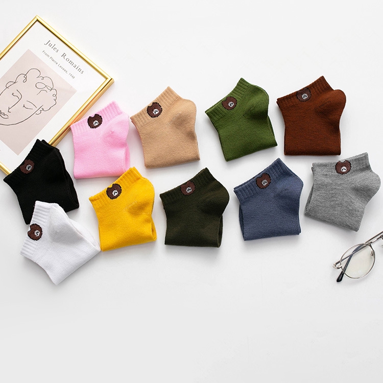 Combo 10 Đôi Tất XinhStore Cổ Ngắn Hình Gấu Freesize