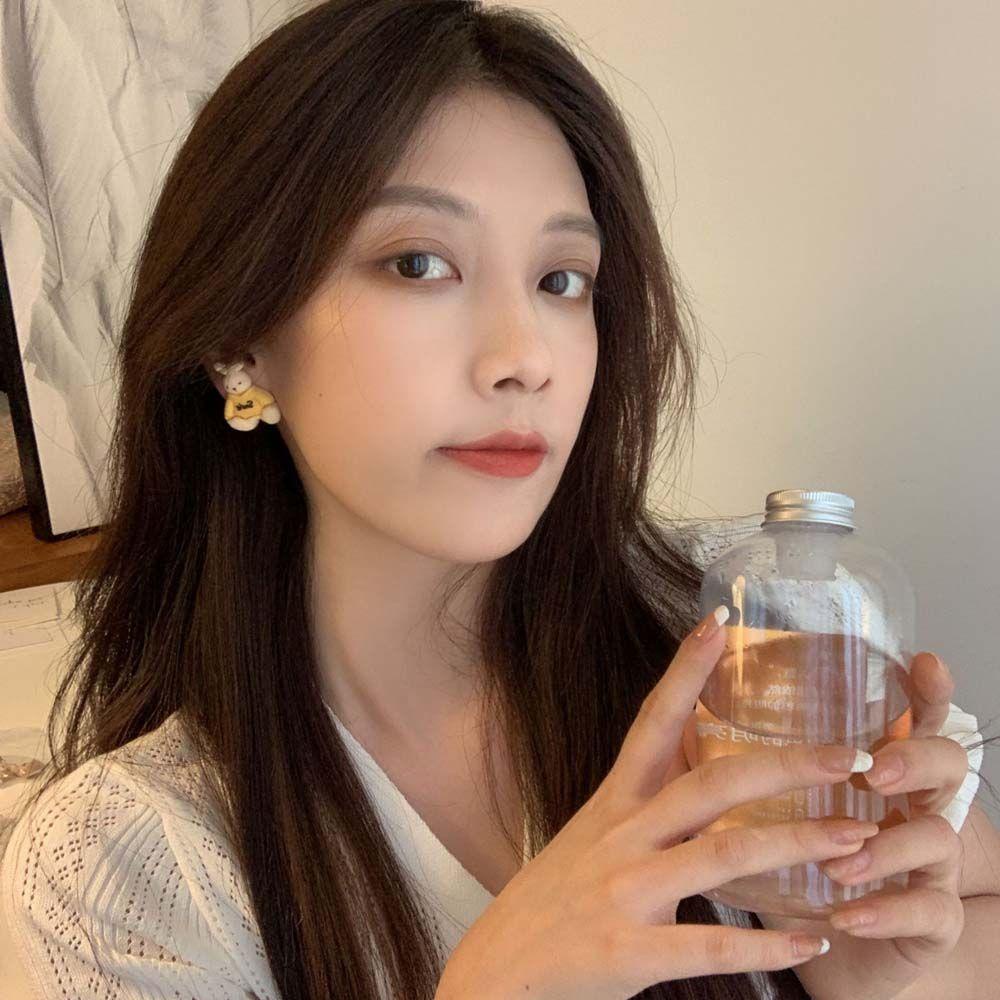 JARRED Bông Tai Mạ Bạc 925 Hình Thỏ / Gấu Hoạt Hình Dễ Thương Phong Cách Hàn Quốc