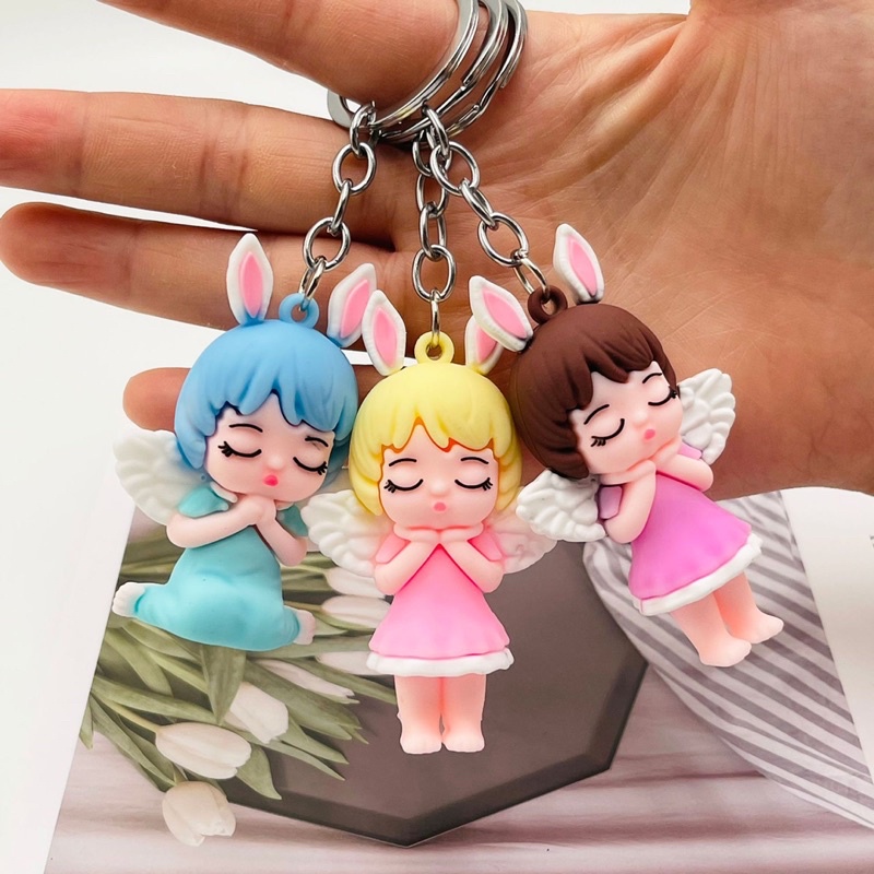 Móc khoá thiên thần cute hoạt hình dễ thương kèm dây treo