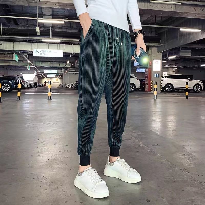 Quần Dài Ôm Chân Vải Nhung Kiểu Hàn Quốc Cá Tính Cho Nam