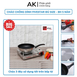 Chảo Fivestar inox 430, Chảo Chống dính 3 đáy đủ kích thước 16cm 20cm 22cm 24cm 26cm 28cm