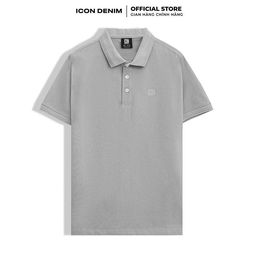 Áo Thun Có Cổ Polo Trơn ICON DENIM 6 Màu Phom Slim-fit Vải Cá Sấu In Logo Nổi 3D