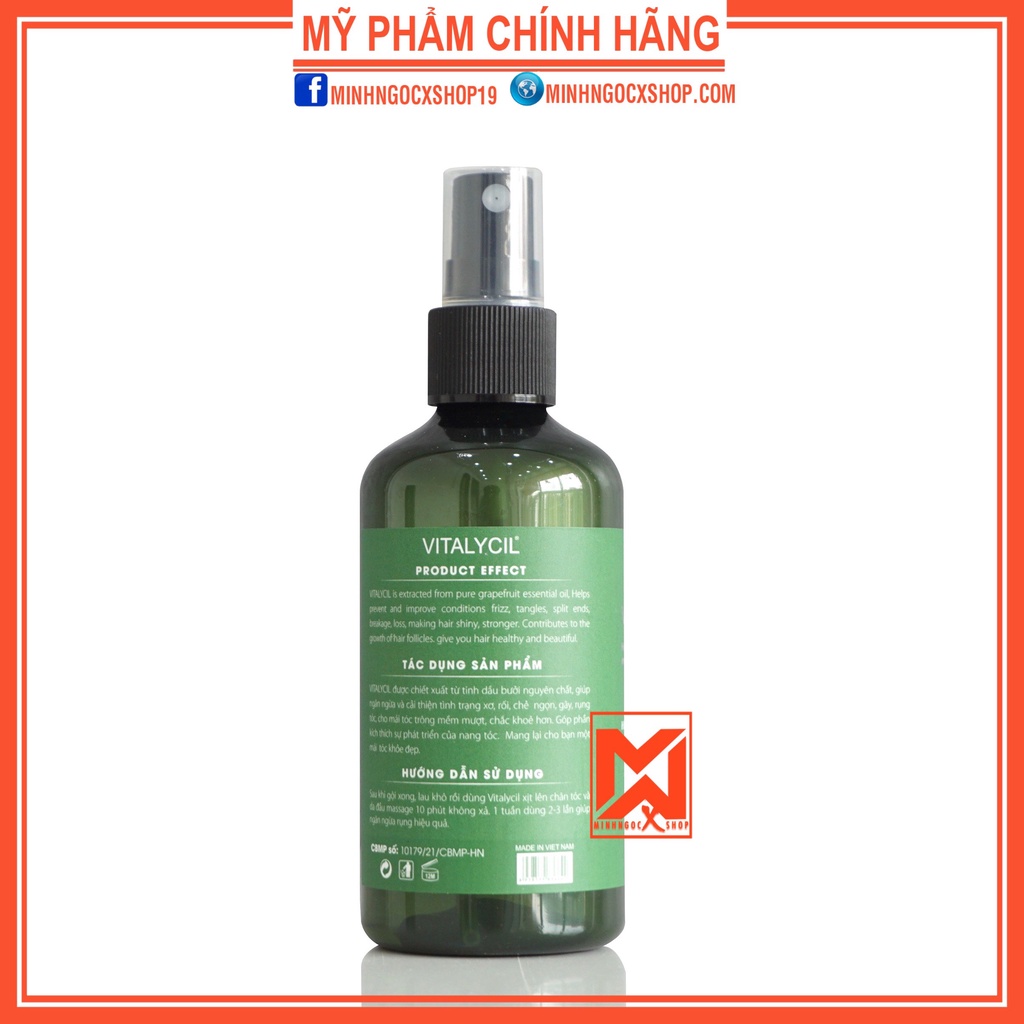 Tinh Dầu Bưởi, Xịt Dưỡng Tóc Tinh Dầu Bưởi Vitalycil 100ML, Chống Rụng Kích Mọc Tóc Chính Hãng