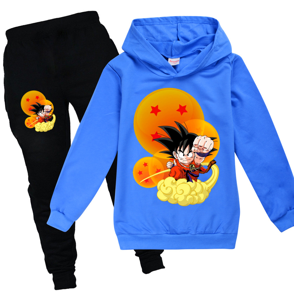 Set Áo Sweater Tay Dài In Họa Tiết Hoạt Hình Dragon Ball + Quần Dài Thời Trang Mùa Thu Cho Bé