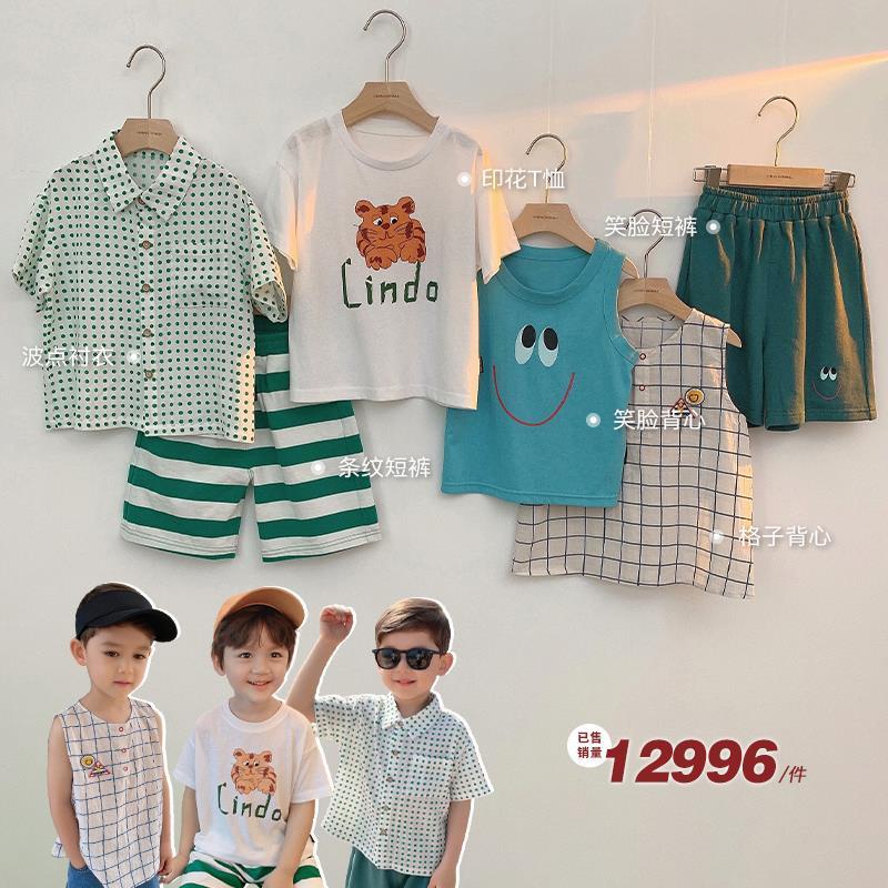 Set Áo Thun Tay Ngắn Phối Quần Short Thời Trang Hè Cá Tính Cho Bé Trai