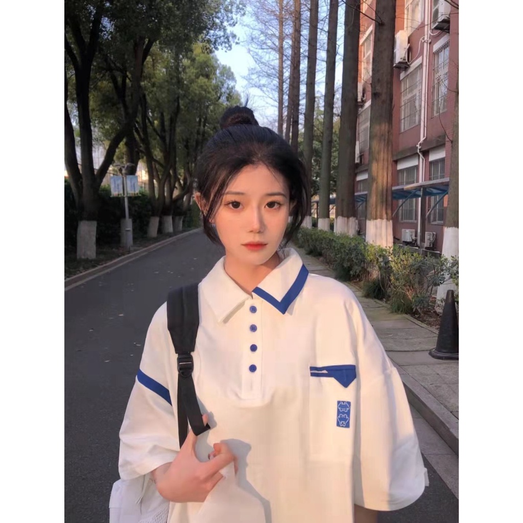 Áo Thun Polo Tay Ngắn Dáng Rộng Phong Cách Thể Thao Thời Trang Mùa Hè Cho Nữ