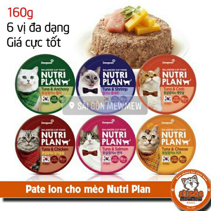 Pate nutri plan cho mèo 160g⚡CHỈ 1 NGÀY⚡Thịt hộp Pate dinh dưỡng cho mèo nhiều hương vị thơm ngon - PET&amp;JOI