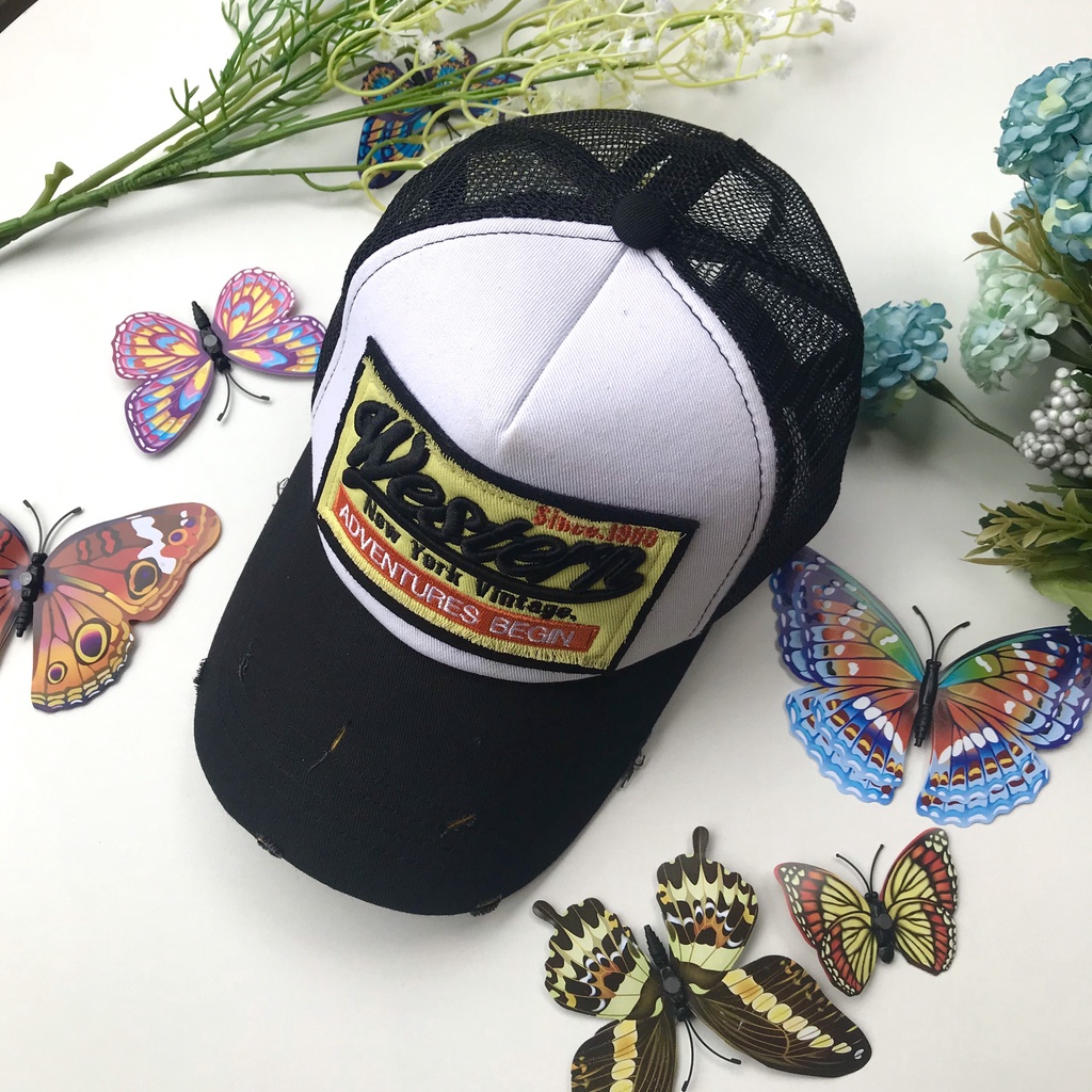 Mũ Lưỡi Trai TRUCKER Phối Lưới Thêu Logo Thời Trang Đường Phố Dành Cho Nam &amp; Nữ