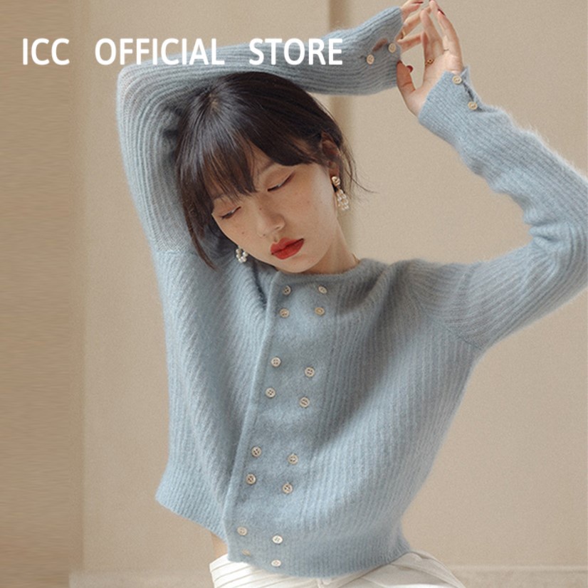 [ORDER] Áo Len Cổ Tròn 2 Hàng Cúc - Áo Khoác Nữ Dệt Kim Dáng Rộng Công Sở AO063 ICC Official Store