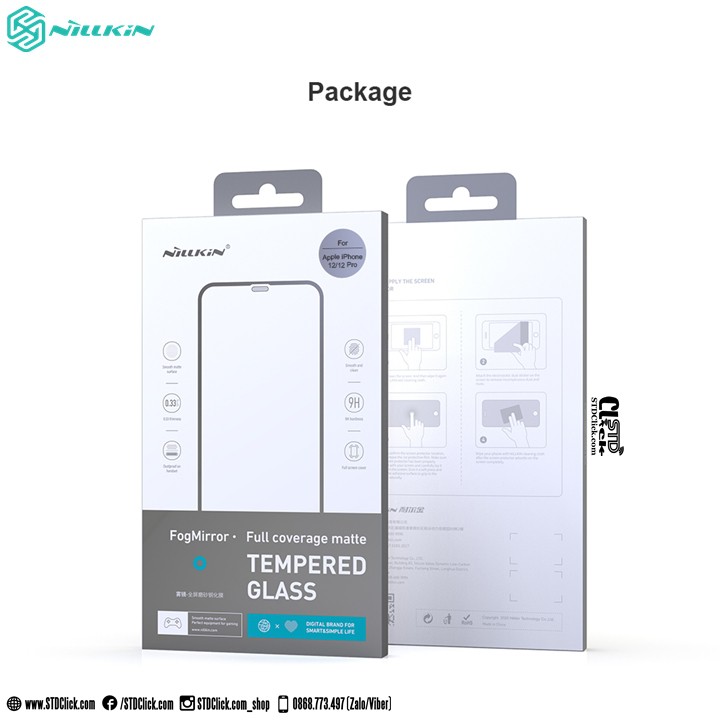 KÍNH CƯỜNG LỰC IPHONE 12 PRO MAX NILLKIN CHỐNG VÂN TAY FOGMIRROR 2.5D CHÍNH HÃNG