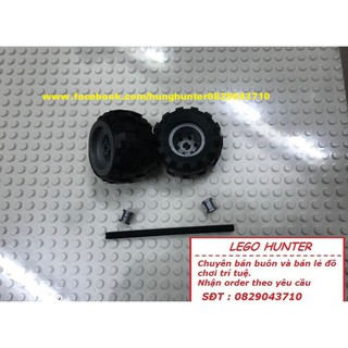 Lego Part Phụ kiện Moc : Combo 2 bánh xe lốp dày và trục bánh