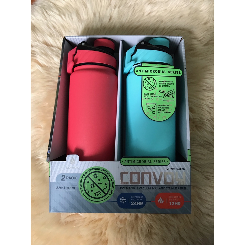 BÌNH GIỮ NHIỆT Manna Stainless Steel Convoy 32oz Water Bottle Mẫu mới 950ml 2021 ( Xanh Lá _ Xanh Dương _Đỏ _ Xanh Nha
