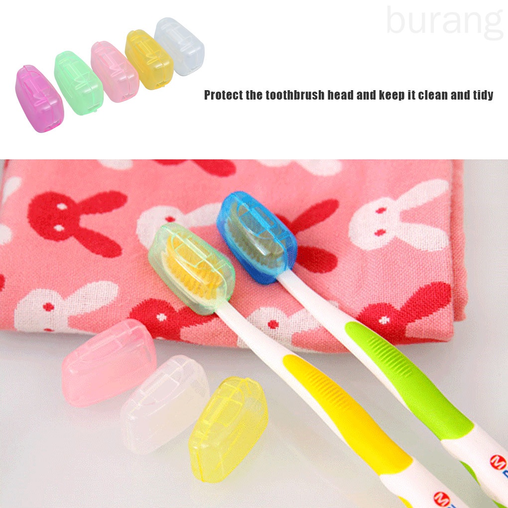 [Hàng mới về] Bộ 5 vỏ bọc nhựa bảo vệ đầu bàn chải đánh răng tiện lợi màu sắc ngẫu nhiên