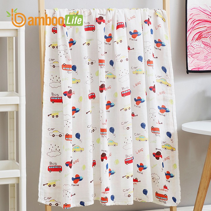 Khăn tắm cho bé sợi tre Bamboo Life BL054 quấn chũn kháng khuẩn giúp bé ngủ ngon, chống giật mình