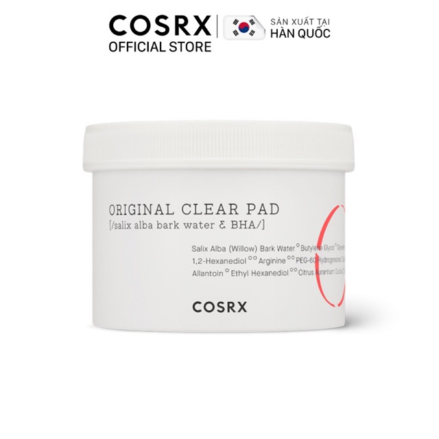 [Mã FMCGMALL -8% đơn 250K] Bông Tẩy Tế Bào Chết Hoá Học 1% BHA COSRX One Step Original Clear Pad 70 Miếng | BigBuy360 - bigbuy360.vn