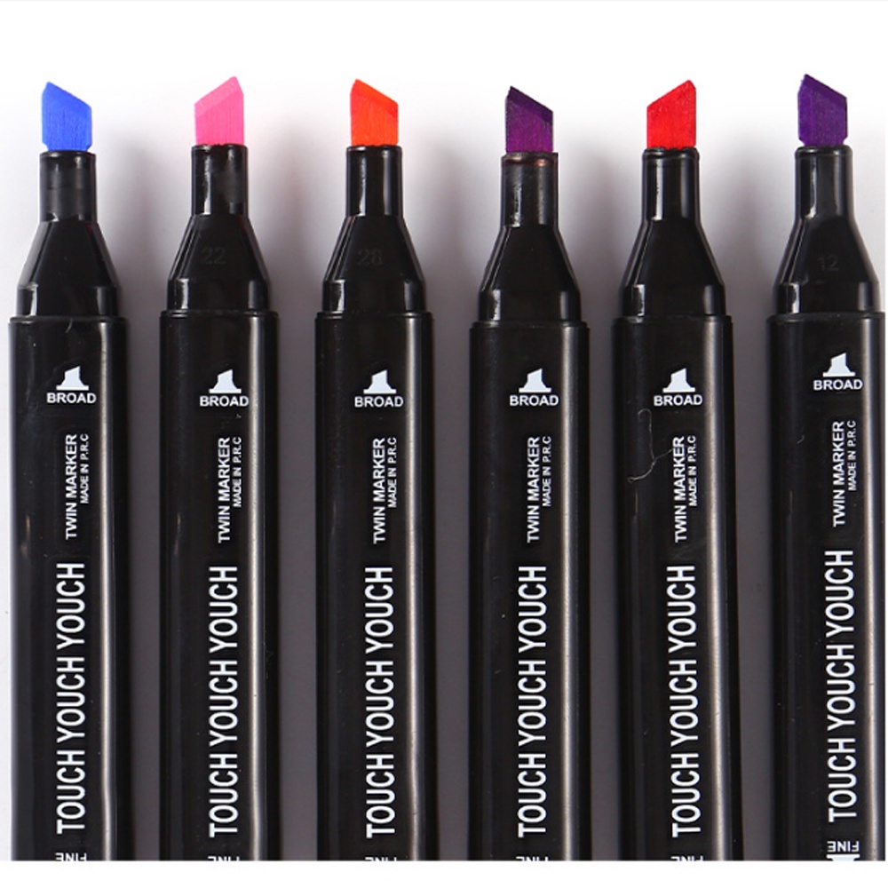 Set 4 Bút Lông Đánh Dấu Hai Đầu Hai Đầu Qipin Màu Sắc Ngẫu Nhiên Dành Cho Học Sinh / Văn Phòng