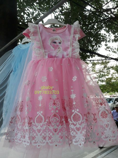 Váy Elsa Tà Dài Mẫu Mới 2020 Hàng Quảng Châu Cao Cấp (cho bé từ 13-28kg)