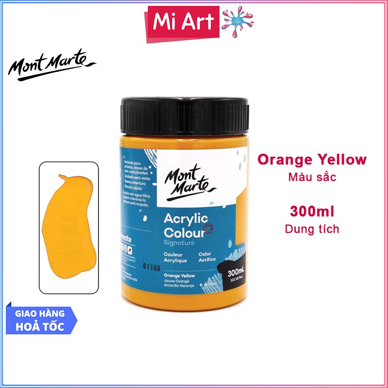 Màu Acrylic Mont Marte 300ml - Orange Yellow - Acrylic Colour Paint Signature 300ml (10.1oz) - MSCH3007