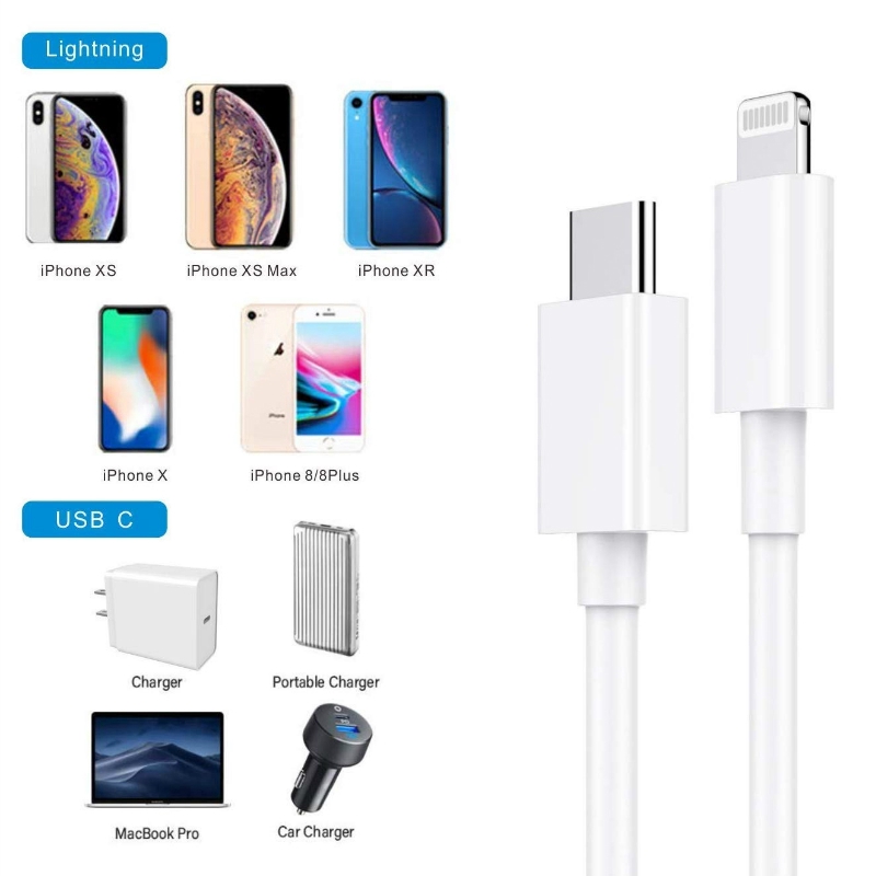 PD nhanh Sạc cáp / USB C sang công ty Lightning / 18W 3A / Dữ liệu dây cho iPhone 11 Pro XS Max 8 Plus Macbook