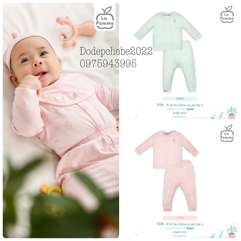 SLS188 Bộ quần áo dài tay La Pomme cúc giữa Chiếc lá