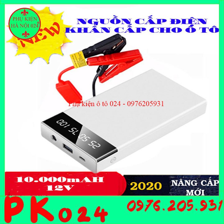 Bộ Nguồn Kích Nổ Ô Tô Khẩn Cấp Siêu Mỏng 12V 10000mAH Dòng Xả 200-400A Kiêm Sạc Dự Phòng