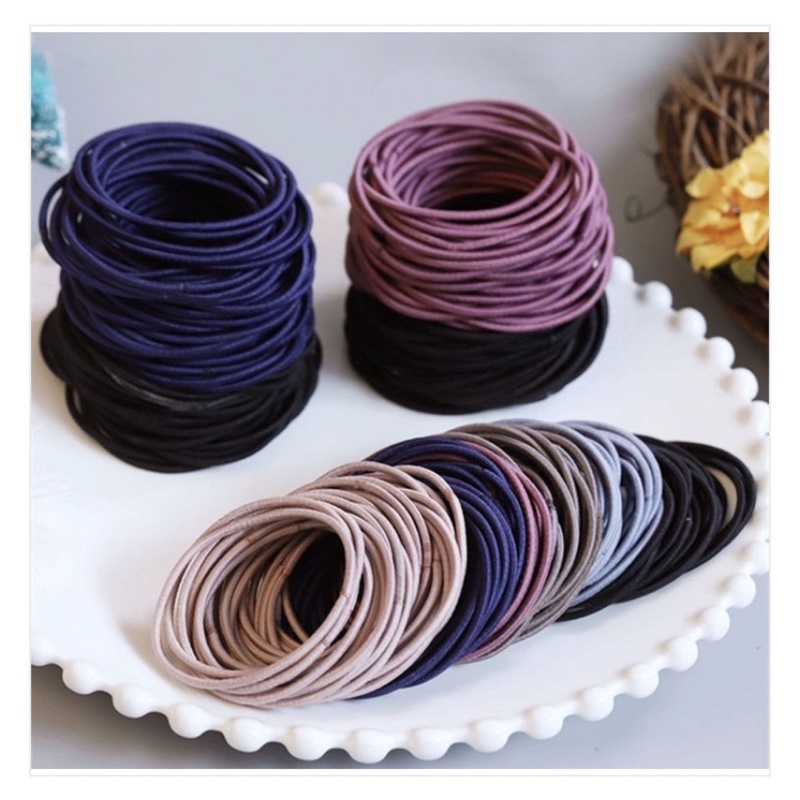 Set 100 Dây Thun Cột Tóc Hàn Quốc Kèm Túi Zip Nhiều Màu Siêu Xinh