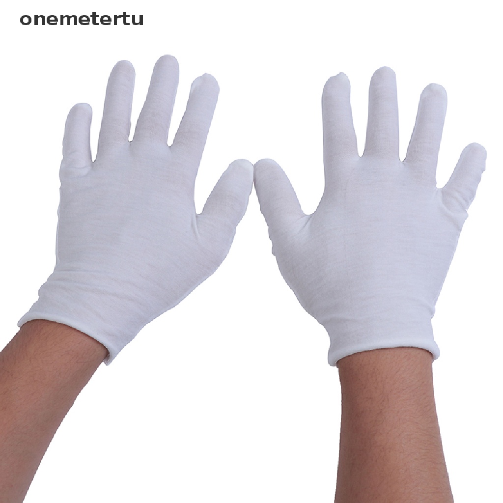 [met] Găng Tay cotton Màu Trắng Khối Lượng Nhẹ Độ Co Giãn Cao Để Làm Việc Đồng Xu