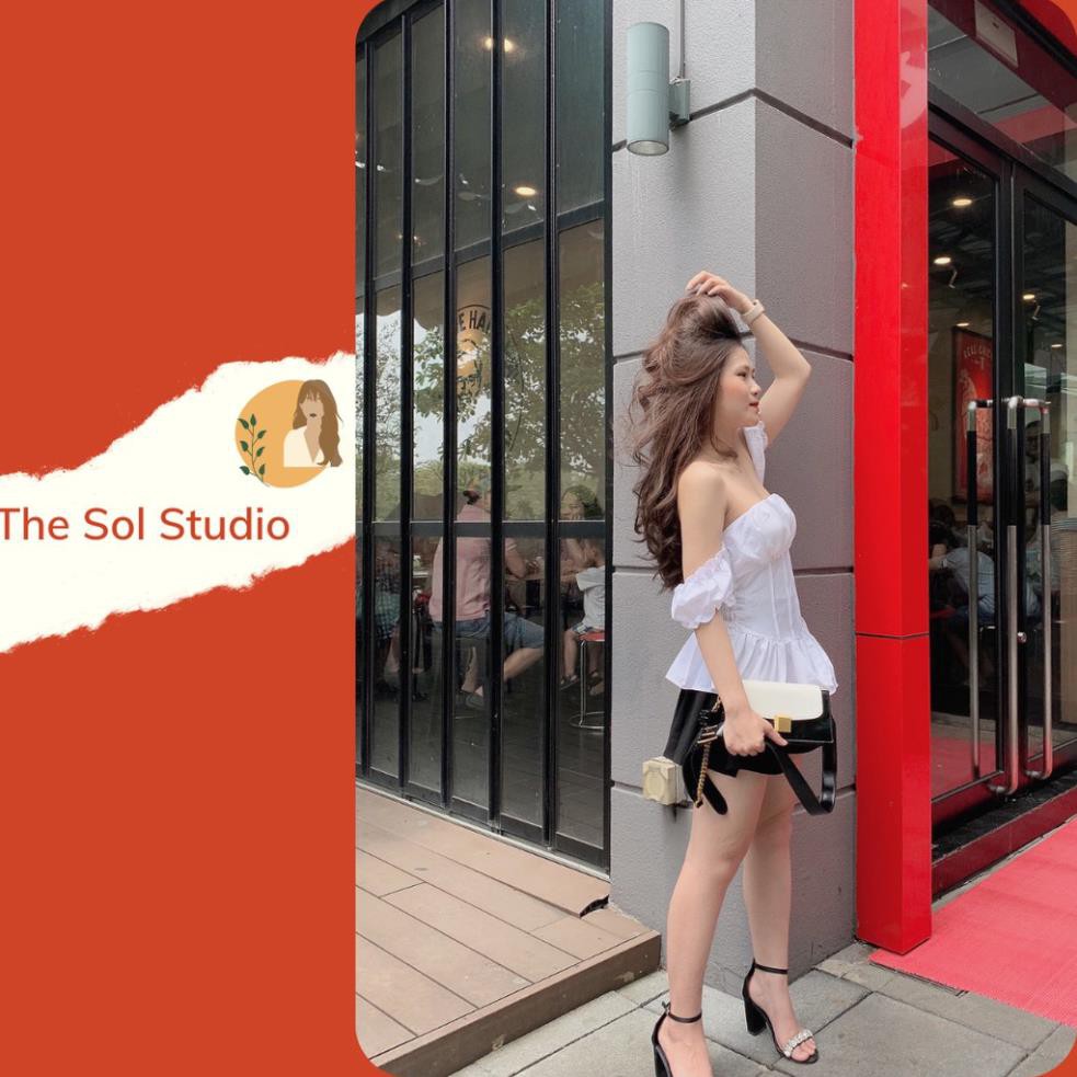 Áo Trễ Vai Tay Bồng [Sol Studio]  Tay Phồng Kiểu Cúp Ngực - Áo Bẹt Vai Nhún Bèo Dập Ly Xinh Xắn  ྇