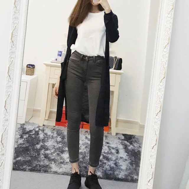 Quần Jean Quần Bò Xám Skinny Trơn lưng cao VNXK [ẢNH THẬT ] MÓM STORE | BigBuy360 - bigbuy360.vn