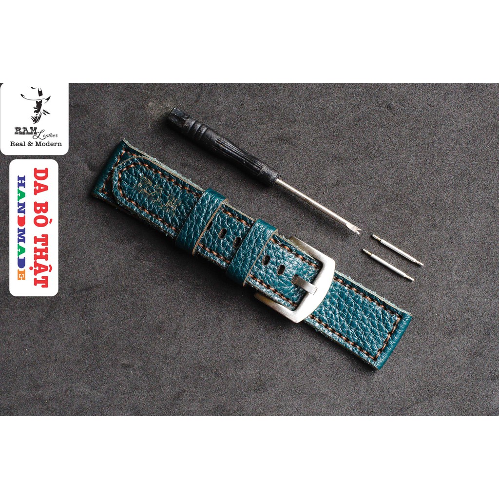Dây đồng hồ da bò thật mill hạt xanh rêu Ram classic 1984 mới - RAM Leather