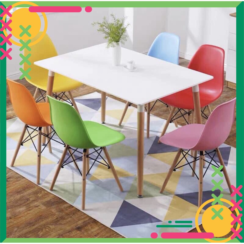 Ghế nhựa Cafe - Văn Phòng chân gỗ nhập khẩu EAMES Đủ Màu | BigBuy360 - bigbuy360.vn