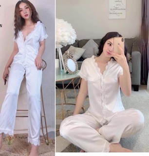 Bộ Lụa Ren Quần Dài - Thiết Kế Cao Cấp