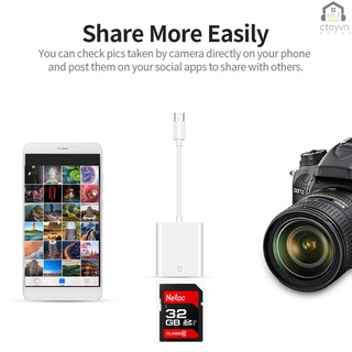 Type-C to SD Card Camera Reader Adapter SD Card Reader for Type-C Devices, White