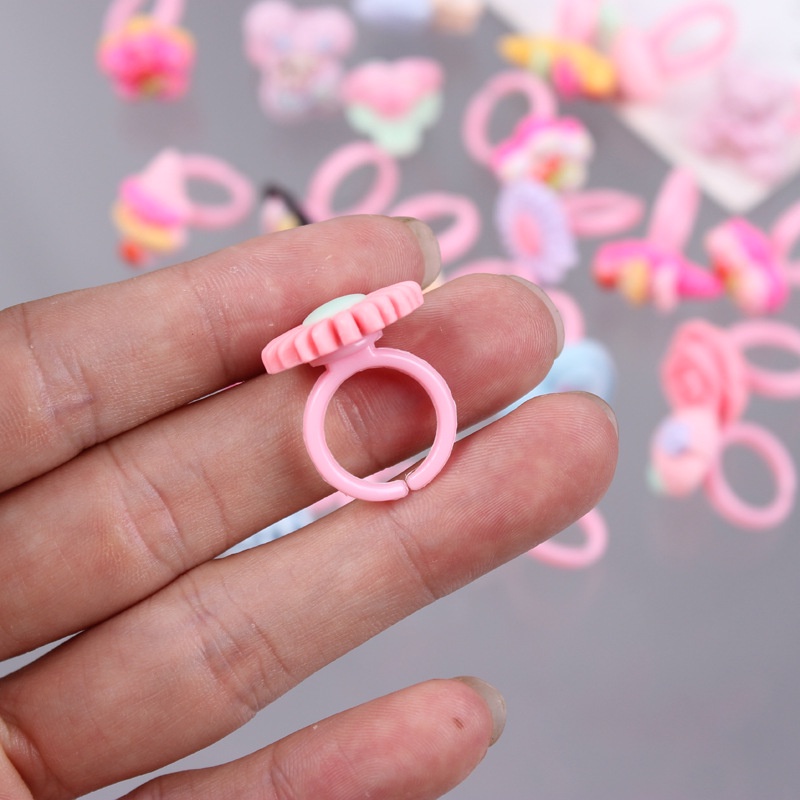 Set 10 Nhẫn Hình Công Chúa Hoạt Hình Màu Kẹo Phong Cách Nhật Bản Cá Tính Dành Cho Bé