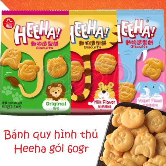 (3 vị) Bánh quy hình thú Heeha gói 60gr