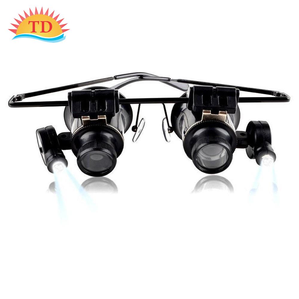 Kính lúp đeo zoom 20 lần có đèn led Tặng kính lúp Magnifier
