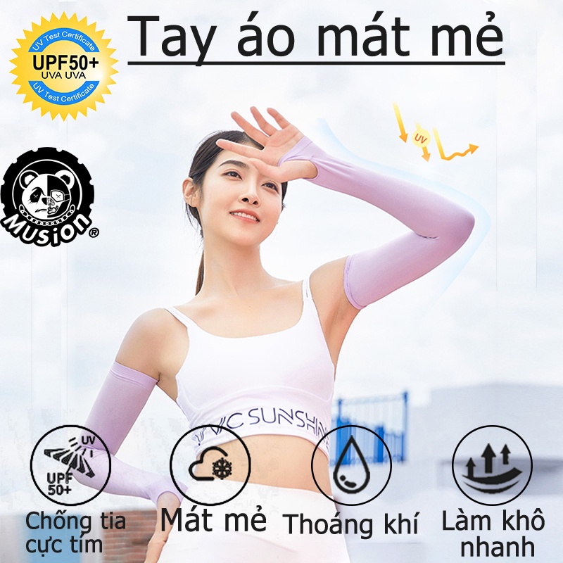 Musion- Bộ 2 Ống Tay Chống Nắng, Găng Tay Chống Nắng Xỏ Ngón Lets Slim Bao Tay Đi Phượt Siêu Mát Chống