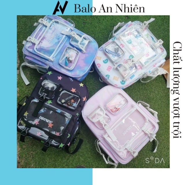 Balo Thời Trang Local Brand Degrey Loang Xanh Tím, Hồng, Chữ, Ngôi Sao | Chuẩn Cao Cấp Chống Nước