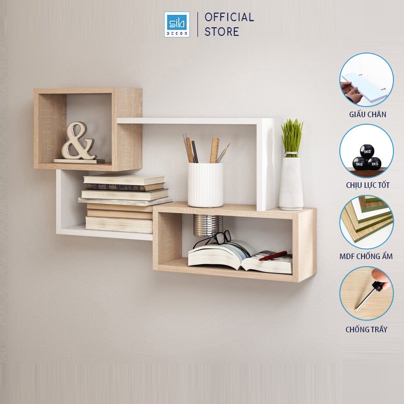 Kệ Gỗ Trang Trí Treo Tường Đơn Giản Mà Đẹp SIB Decor, Để Sách, Khung Ảnh, Vật Dụng Trang Trí Cho Phòng Khách, Phòng Ngủ,