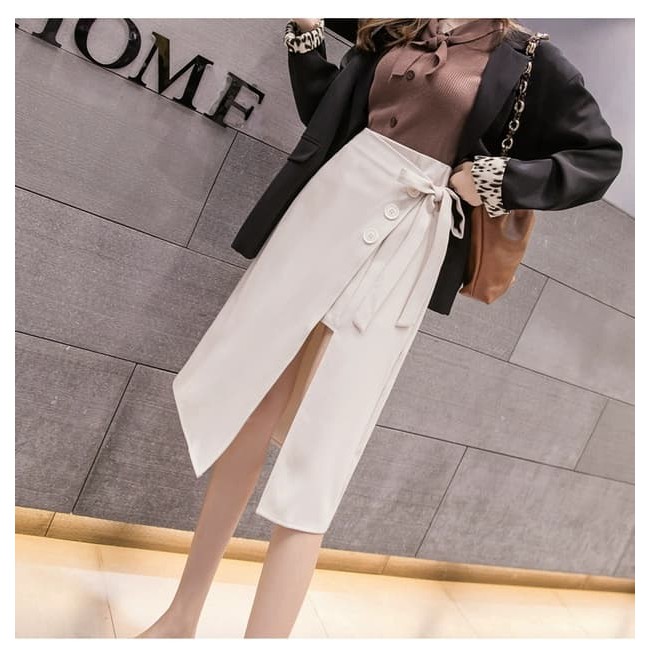 chân váy chữ A dáng dài 70cm phối dây dài