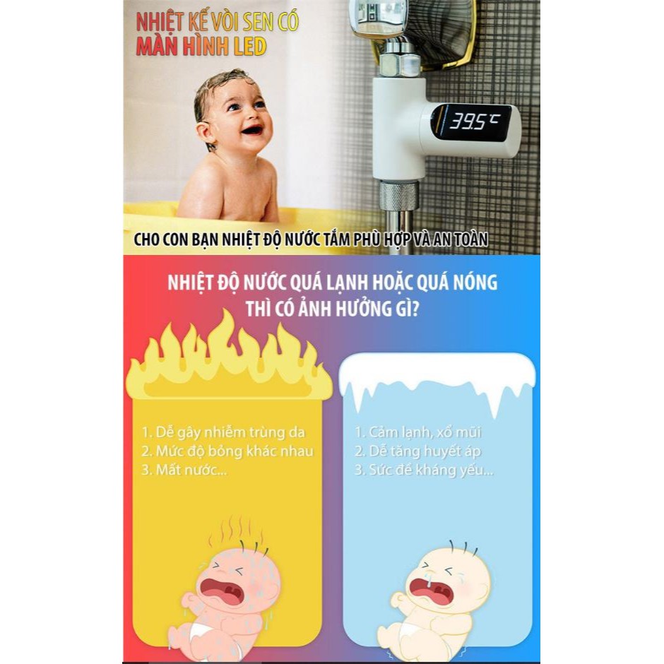 Nhiệt Kế Vòi Sen Có Màn Hình Shower Temperature (Bạc) - Home and Garden