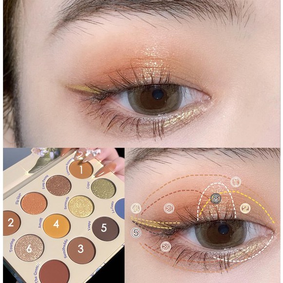 Bảng phấn mắt nhũ lì 12 ô Roto Limoncello cao cấp Sena Beauty | BigBuy360 - bigbuy360.vn