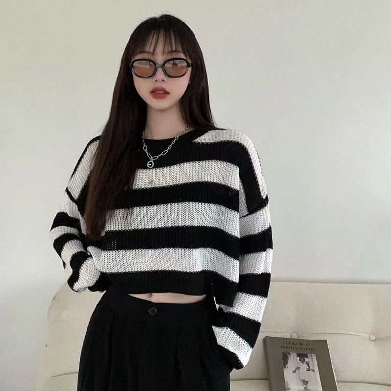 Jiashucheng Plus Áo Sweater Dệt Kim Tay Phồng Thời Trang Xuân Thu Cho Nữ