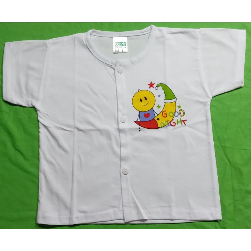 Áo nút giữa tay ngắn trắng sơ sinh 100% cotton