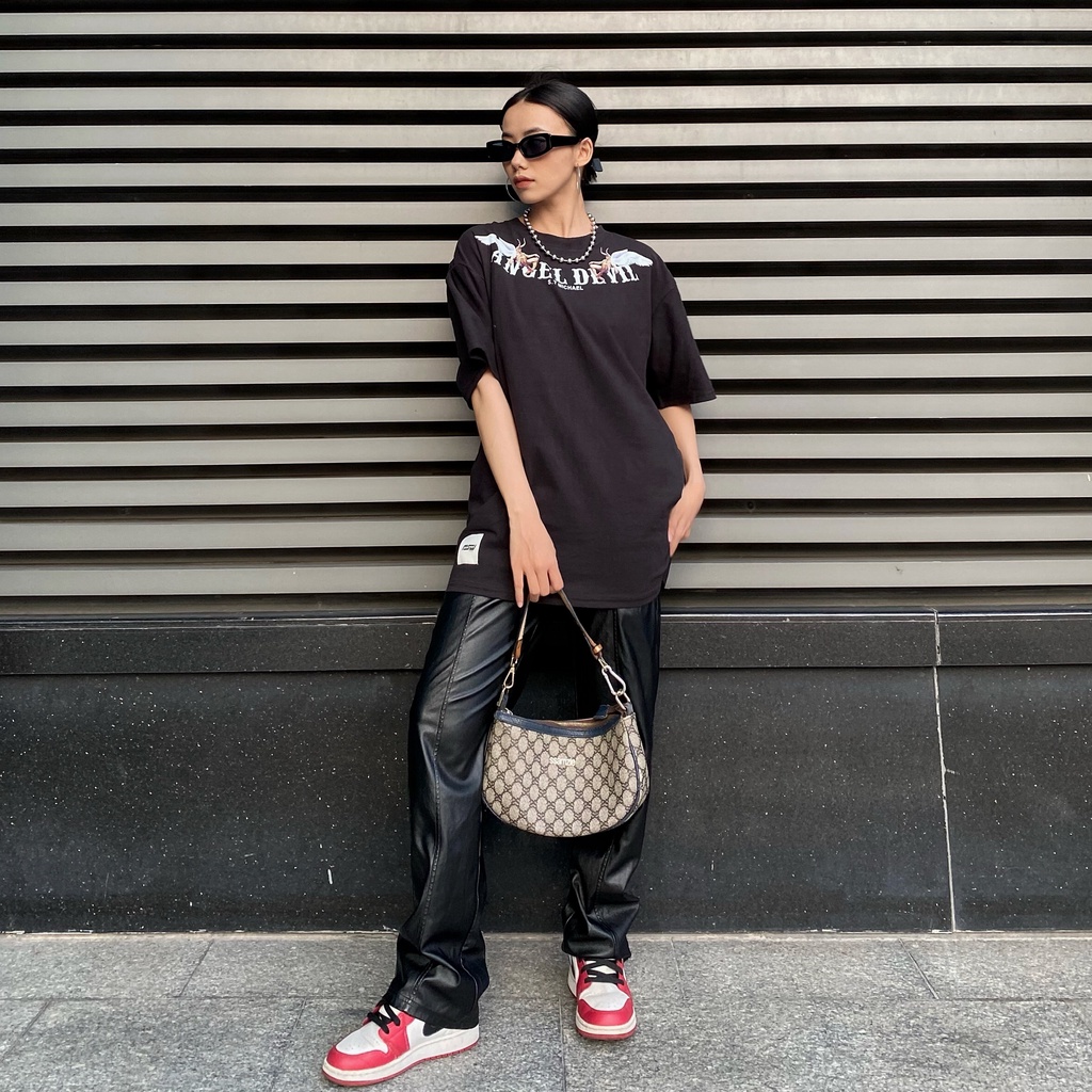 Áo thun tay lỡ Angel Devil , áo thun cotton nam nữ unisex ZAHA97store