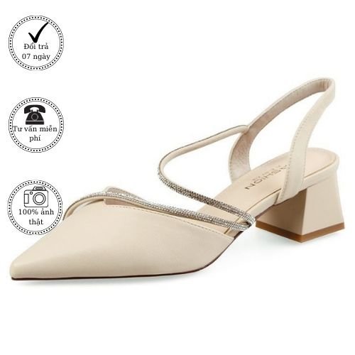 Giày cao gót đế vuông, guốc nữ phối dây xoàn có hậu sang chảnh - MÃ C09