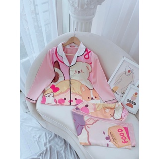 Pijama Lụa Hàn Cao Cấp hình gấu cực yêu